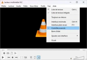 Barre de controles avances de VLC avec le bouton enregistrement