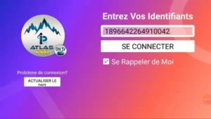 Écran d'activation du code Atlas Pro IPTV dans l'application