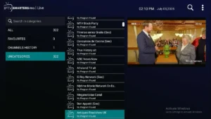 iptv channel list sur un écran Smart TV